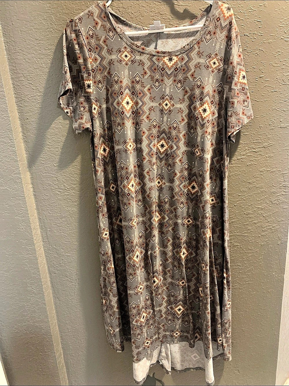 Lularoe Carly Geometric Mini Dress Gray & Orange Large